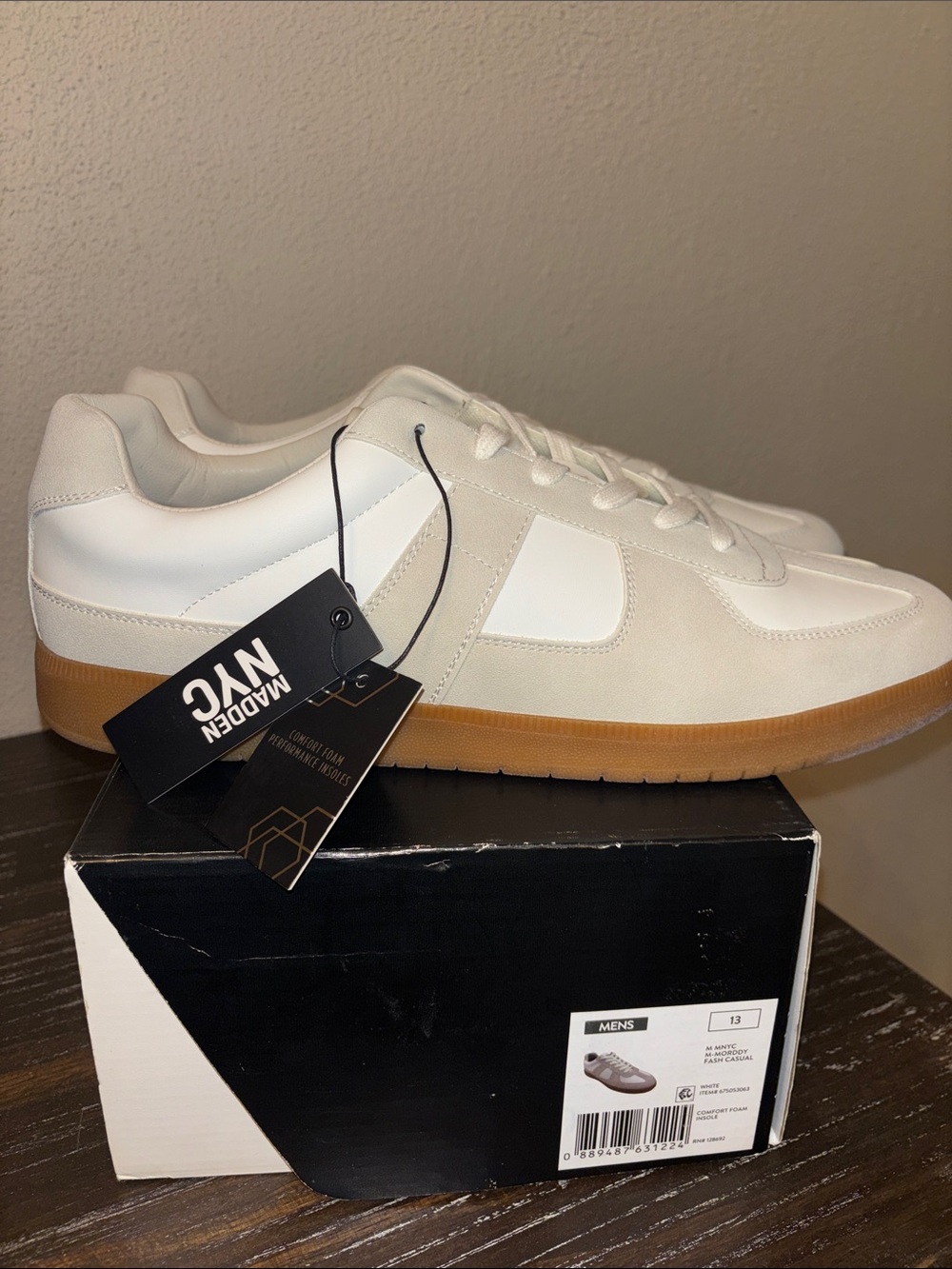 Madsen NYC White & Gum Men's Low-Top Sneakers